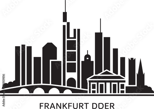 Frankfurt Oder city skyline vector silhouette black illustration cityscape line art