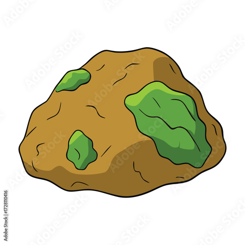 A rugged nature rock, weathered by time, standing strong amid greenery, moss, and sunlight, showcasing earth’s raw beauty and timeless natural strength.
