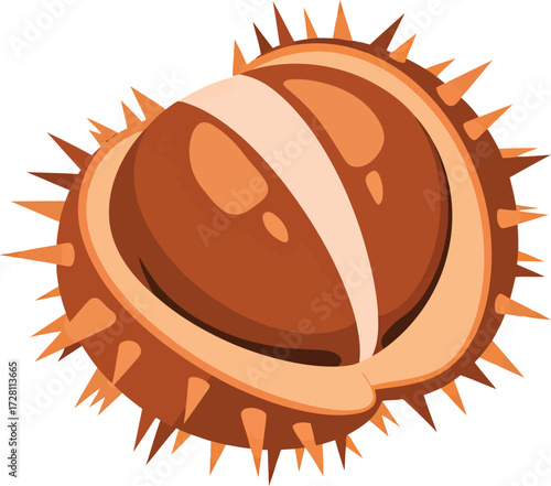 Autumn chestnut seed isolated organic natural food healthy ingredient vector