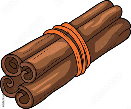 Bundled cinnamon sticks warm spice aroma ingredient vector