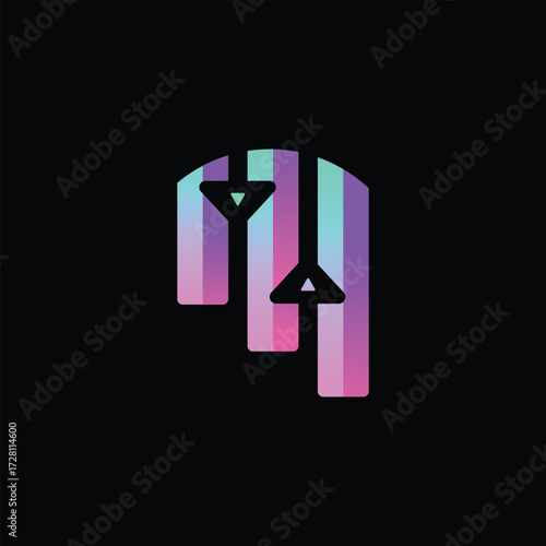 Business M Letter with ups and downs icon logo