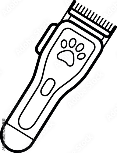 Dog grooming clipper paw print icon simple line art pet care tool vector