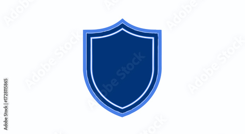 Elegant heraldic shield design with blue hues and crisp white outline representing security