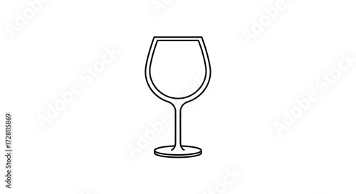 Elegant line art depiction of a wine glass, offering a simple yet refined aesthetic for designs