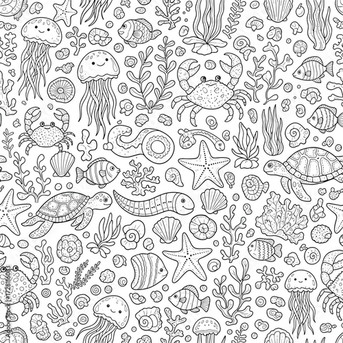A delightful collection of charming underwater sea creatures and marine life.