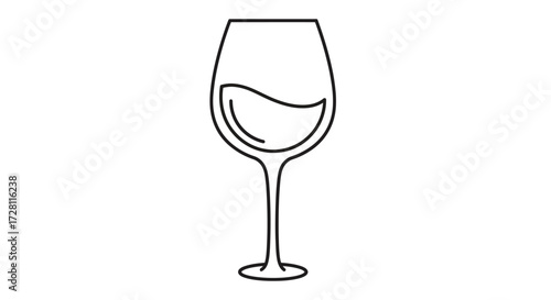 Elegant single line illustration of a wine glass with liquid ideal for branding designs