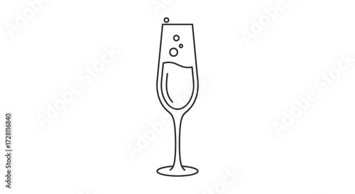 Minimalist champagne flute illustration for celebration designs and event graphics