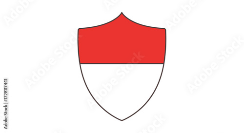 Minimalist red and white shield emblem on clean white background illustration