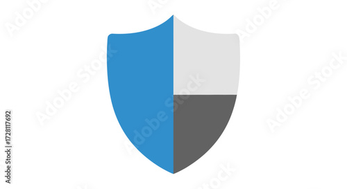 Modern heraldic shield representing cybersecurity protection and antivirus assurance for a digital