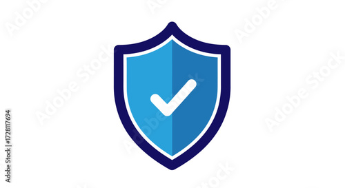 Modern security shield icon with check mark for secure data protection and validation