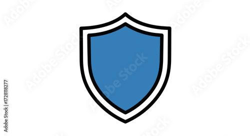 Stylized blue shield emblem with bold outlines on a clean white background for security concepts