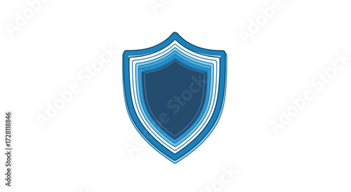 Abstract security shield symbol on a white background showcasing layered protection concept in
