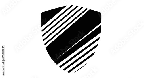 Abstract shield design with geometric striped pattern for modern security concepts