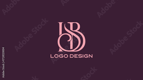 Stylish HB monogram logo design in pink with artistic overlapping letters, ideal for beauty salons, boutique branding, personal initials, and professional company identity.