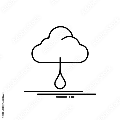Cloud rain water drop weather forecast rainfall climate meteorology precipitation nature outline vector icon 100