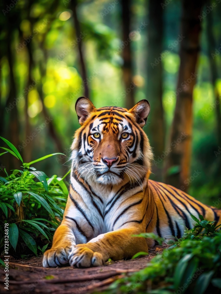 Obraz premium Forest Floor Ambiance with Tiger Lying Down