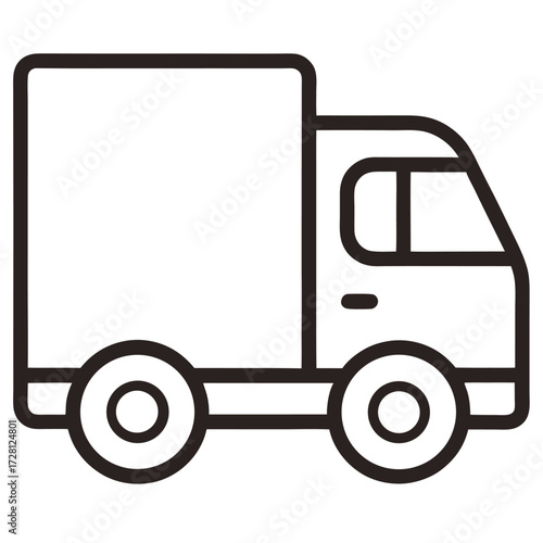 Delivery Truck Line Icon – Logistics and Shipping Vector Illustration