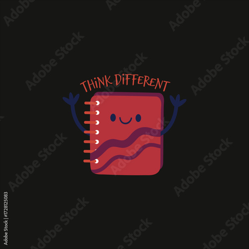 Notebook Illustration with "Think Different" Text – Creativity and Innovation Concept