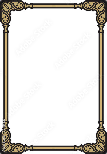 Vector gold and black square classic byzantine ornament. Rectangle, border, Ancient Greece, Eastern Roman Empire frame. Decoration of the Russian Orthodox Church
