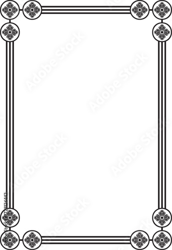 Vector black monochrome square gothic ornament. Medieval European silhouette, rectangle, border. Classic pattern of the Germans, Angles, Saxons, Franks.
