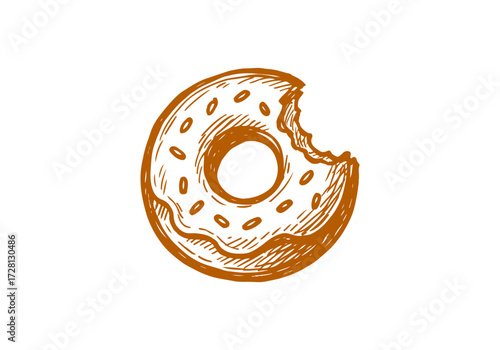 Doughnut hand drawn sketch vector illustration