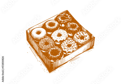 Doughnut hand drawn sketch vector illustration