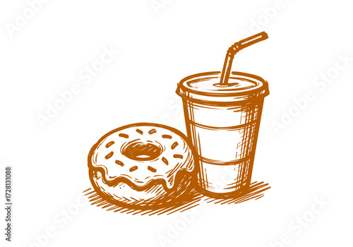 Doughnut hand drawn sketch vector illustration