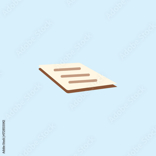 Simple document paper illustration with text lines on a light blue background, suitable for administration, education, reports, and office themes.
