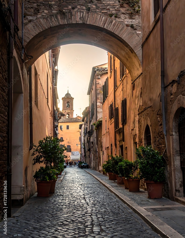 Fototapeta premium Ancient European alleyway