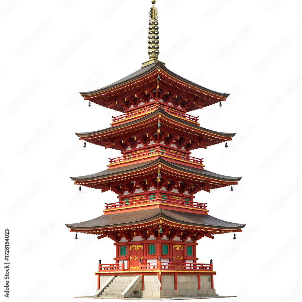 Fototapeta premium Historic Japanese pagoda with traditional wooden design