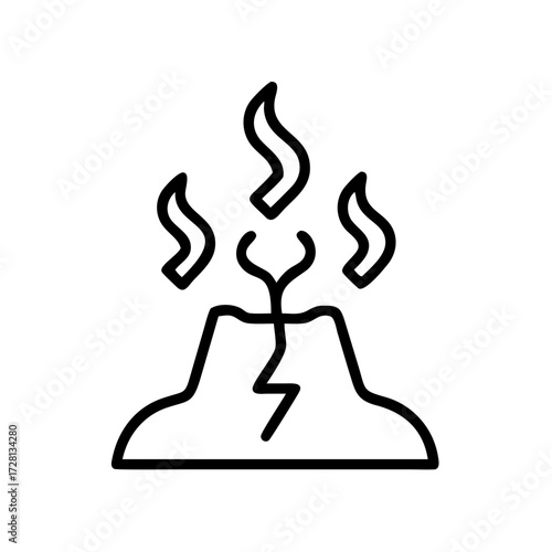 Geothermal energy concept with volcano and steam illustration  