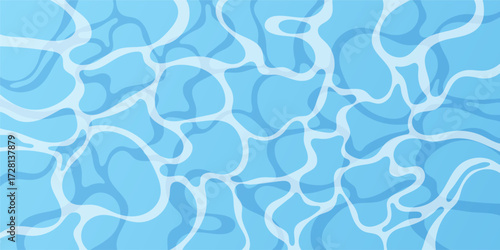 Blue ocean wave. Rippled water surface with sunlight reflecting. Top view. Beach, Ocean clean and deep water. Vector illustration