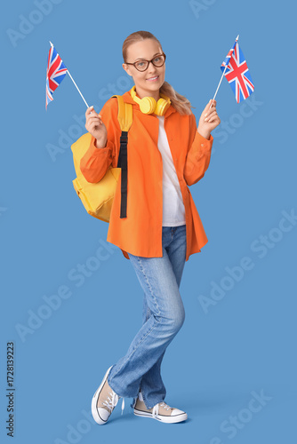 Female student with UK flag...