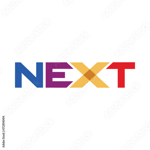 Blue purple yellow red N E X T wordmark logo graphic design next text