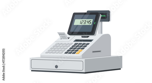 Minimalist digital register illustration for financial transactions and retail setups