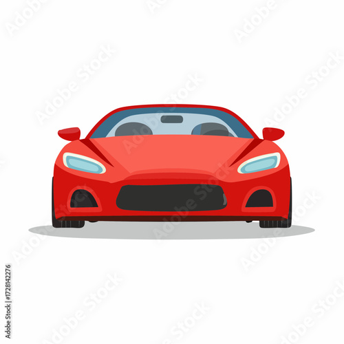 Sleek Red Sports Car Front View Illustration.
