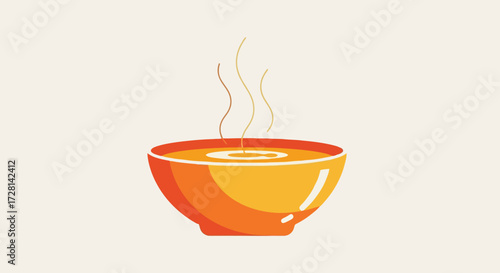 Appetizing bowl of hot soup illustration, symbolizing comfort food and healthy eating, perfect for food blogs, recipe websites, or culinary-themed designs.