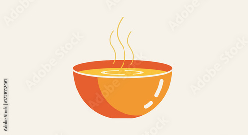 Steaming Bowl of Soup Illustration for Culinary Blogs and Recipe Websites, Ideal for Food-Related Content, Menu Design, and Restaurant Promotions