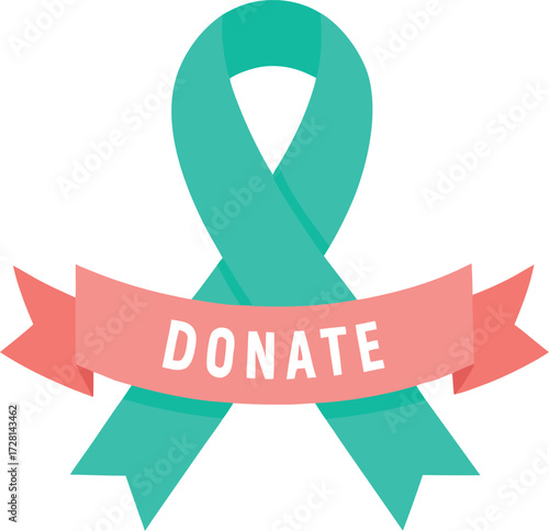 Donate ribbon isolated on white background for charity and awareness concept