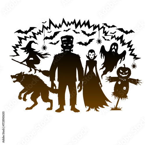 Halloween Monster Silhouette Set