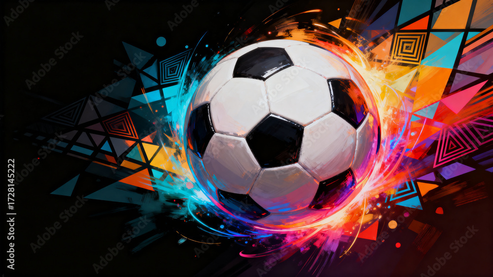 Obraz premium soccer ball on fire