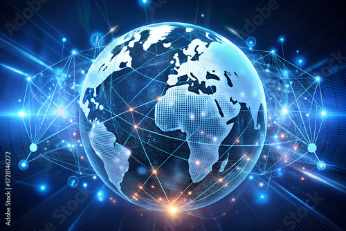 Global network connections illuminate digital world, innovation thrives