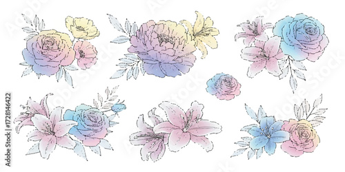 High-quality illustration of a blooming flower featuring delicate petals, smooth gradient coloring, and precise clean lines