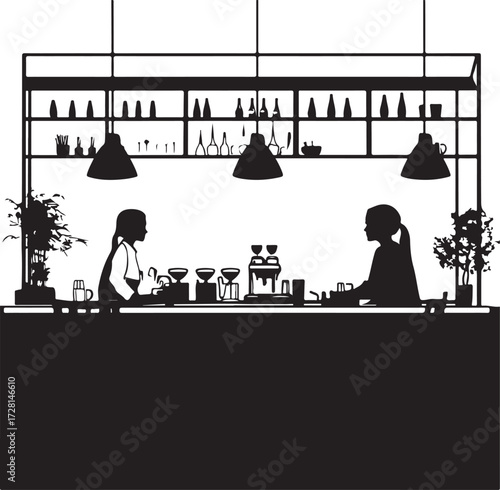 black and white restaurant