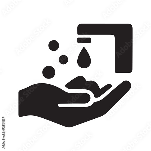 Hand Washing icon silhouette vector with white background