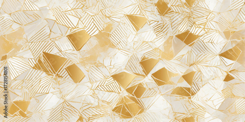 Seamless golden stars and gold ribbon pattern vector illustration for fabric and wallpaper design with a vintage feel