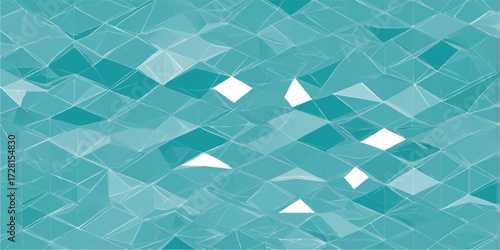 Seamless vector geometric blue mosaic pattern background with square tiles and light blue swimming pool water texture illustration