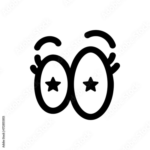 Cartoon eyes with star pupils in black and white simple design expressive gaze whimsical stare stylized look