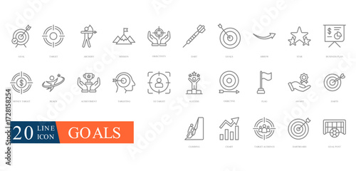 goal outline icon set
