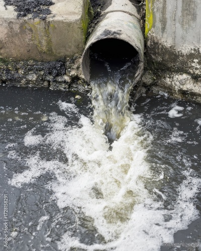 Wallpaper Mural High-Quality Environmental Water Pollution Image Showing Toxic Industrial Waste Discharge for Authentic Eco Awareness Campaigns and Social Media Marketing Torontodigital.ca